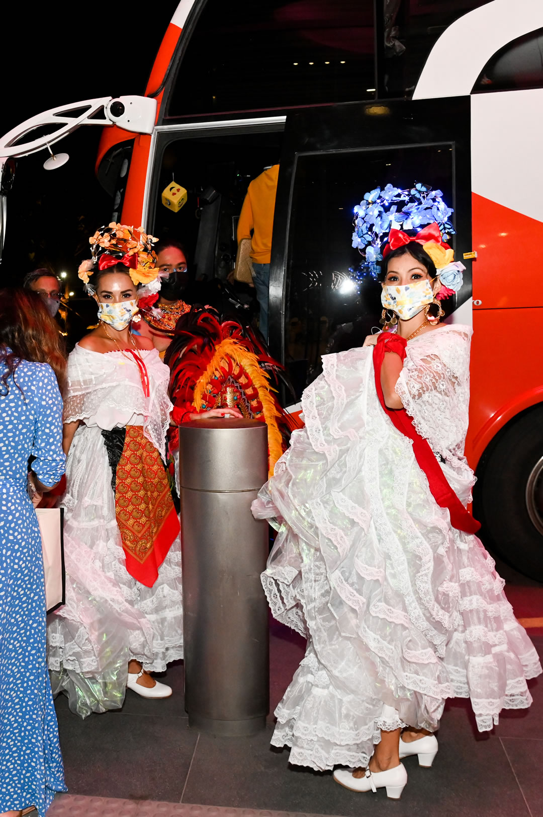 Performers Board The Shuttle Bus