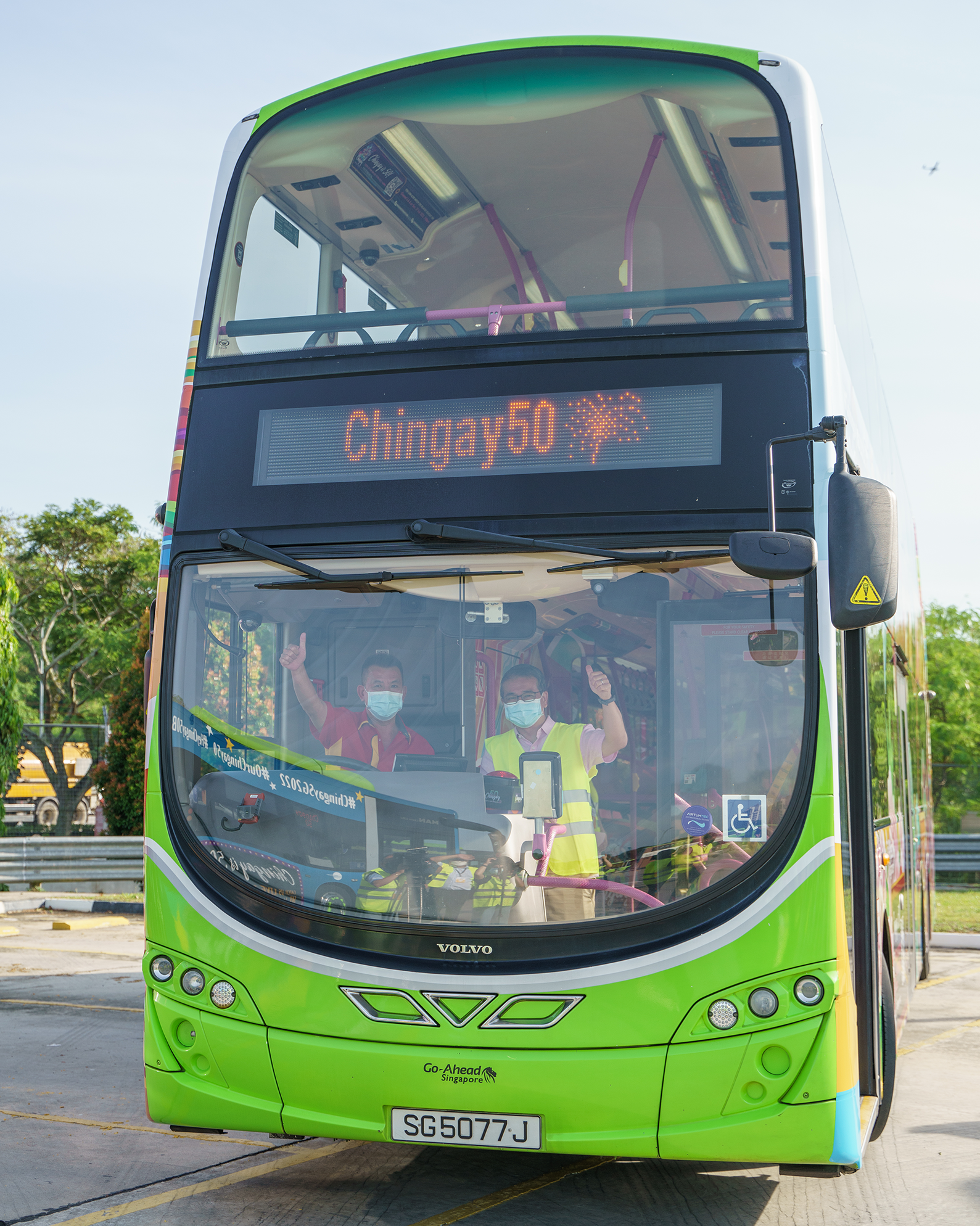 Deputy Chairman Edwin Tong Inside of Chingay50 Bus